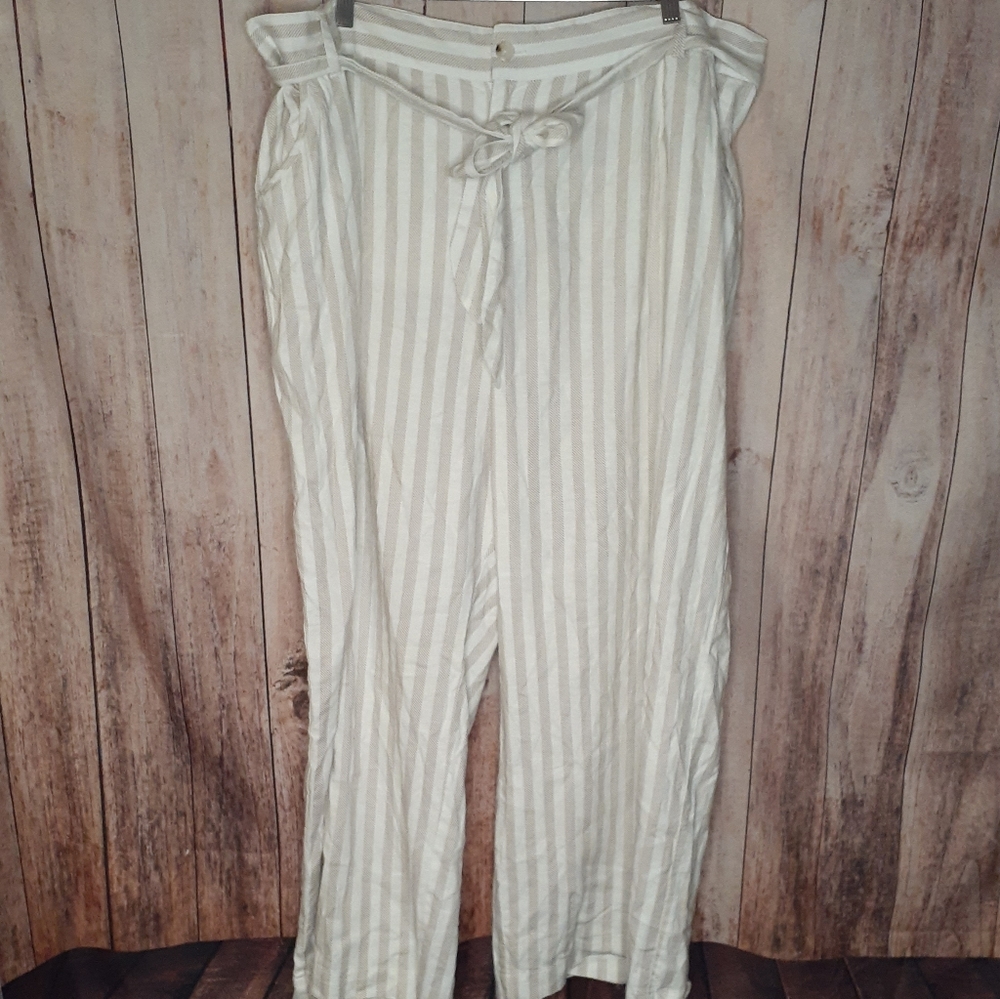 TORRID Striped Linen Wide Leg Pants 24 3X NWT